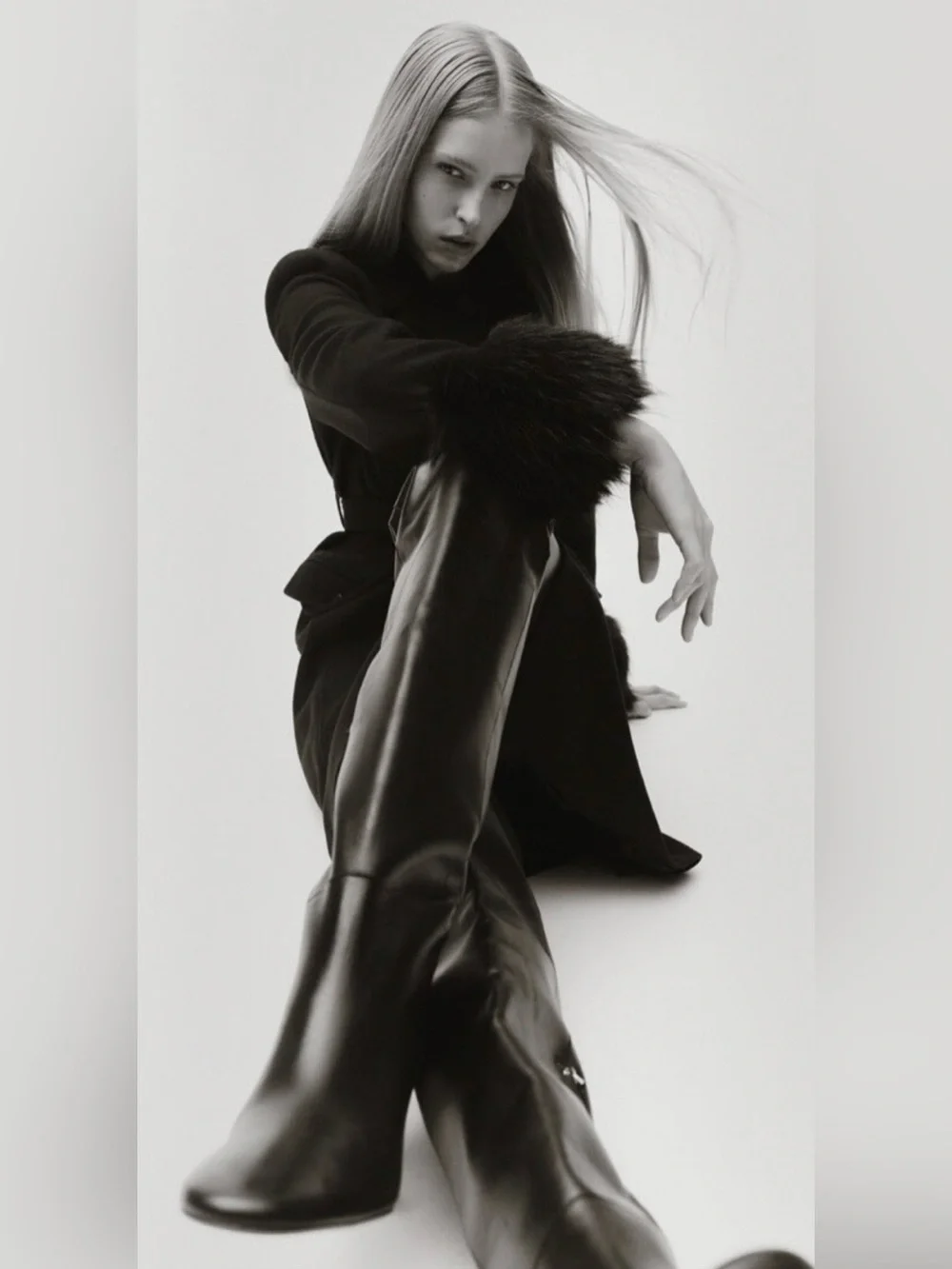 Zara Over The Knee Long Leather Boots